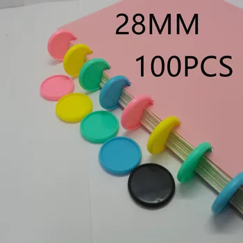  100PCS28MM твърдо лепило диск с дупка във формата на гъба цветна ключалката с отрывными листа пластмасови халки САМ биндер