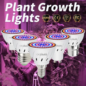  LED E27 Пълен Набор от LED Лампа За Отглеждане на Растения GU10 Лампа За Отглеждане на 220v E14 Фито Лампа MR16 Червен Син Led За Растенията gu5.3 Led Фитолампы